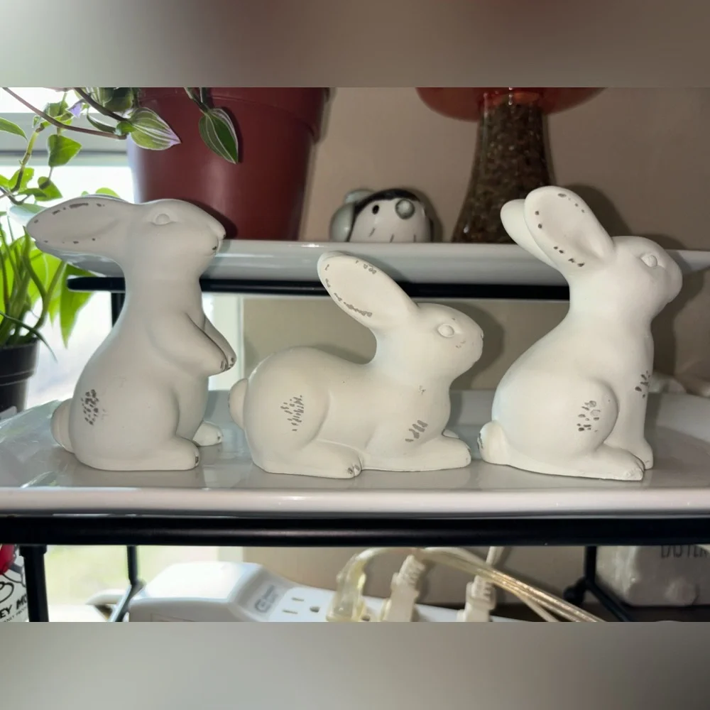 Set of 3 Target Cement Bunny Figures